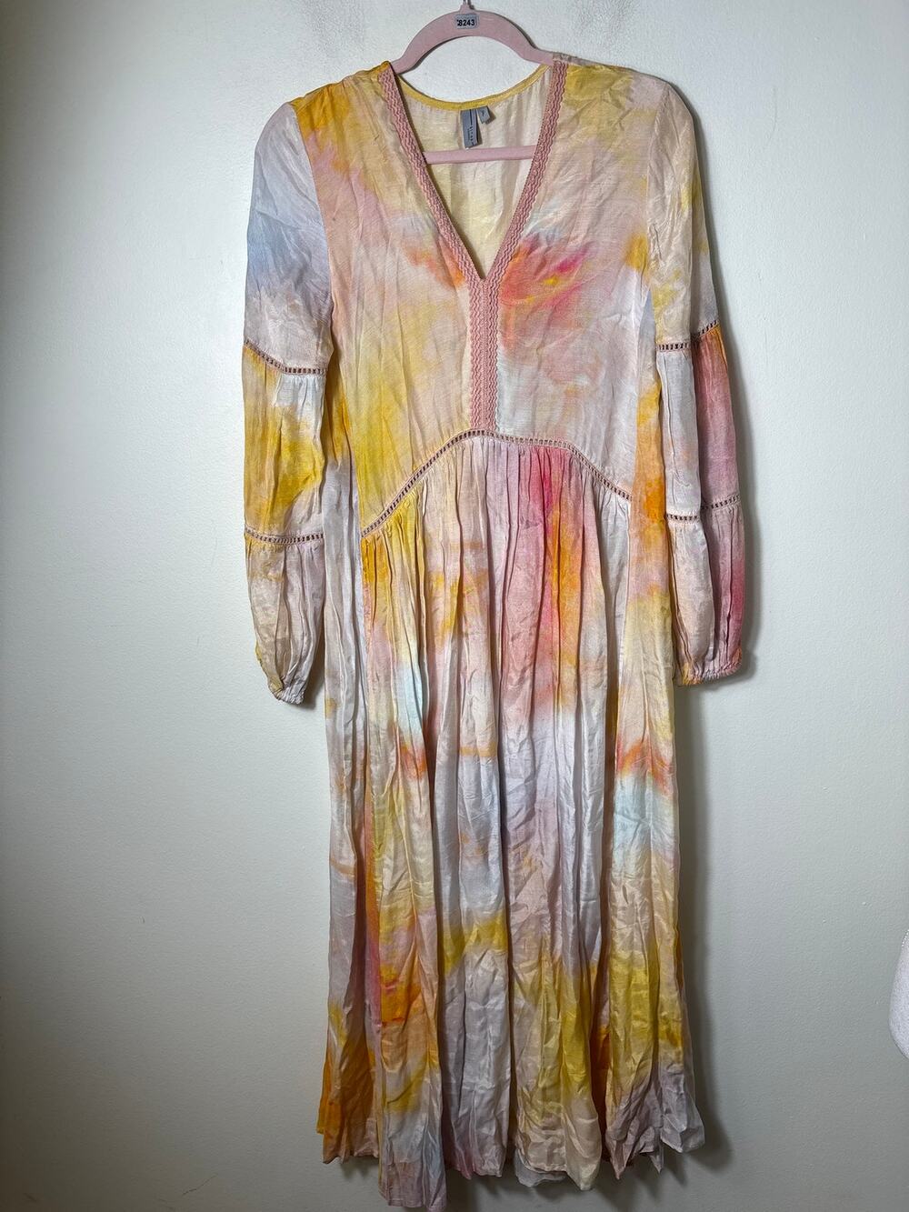 Blank London Tie Dye Long Sleeve Boho Maxi Dress Sz S